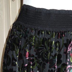 Burnt Velvet Black Floral Midi Skirt Size L